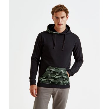 AQ047 Men's Camo Trimmed Hoodie
