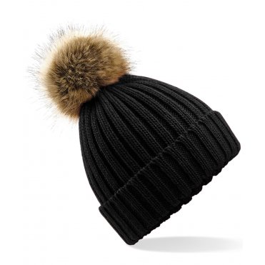 BC412 Fur Pop Pom Chunky Beanie
