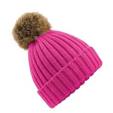 BC412 Fur Pop Pom Chunky Beanie