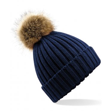 BC412 Fur Pop Pom Chunky Beanie