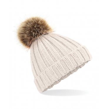 BC412 Fur Pop Pom Chunky Beanie