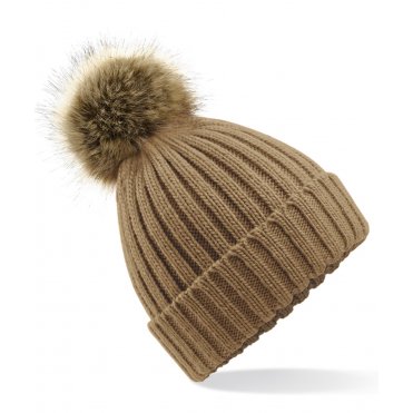 BC412 Fur Pop Pom Chunky Beanie