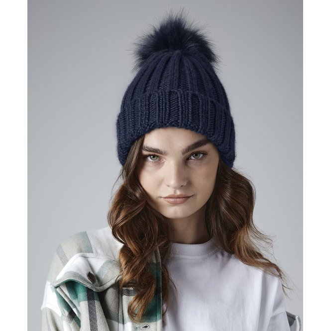 Beechfield BC413 Verbier Fur Pop Pom Chunky Beanie