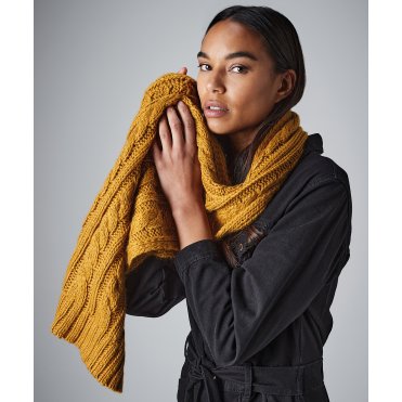 BC499 Cable Knit Melange Scarf