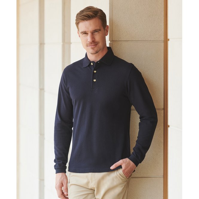 Henbury HB105 Long Sleeve Cotton Polo Shirt