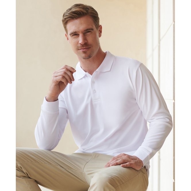 Henbury HB478 Long Sleeve CoolPlus Polo Shirt