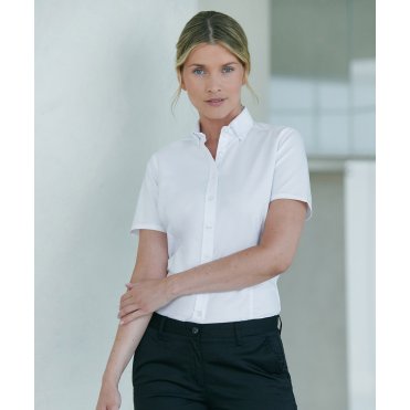HB518 Women's Modern Short Sleeve Oxford Shirt