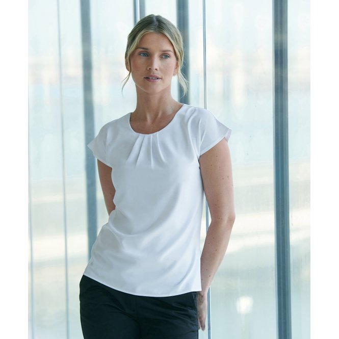 Henbury HB597 Women's Pleat Front Short Sleeve Blouse