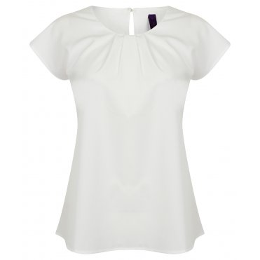 HB597 Women's Pleat Front Short Sleeve Blouse