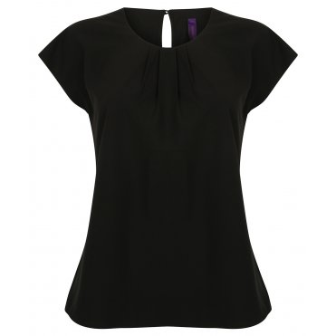 HB597 Women's Pleat Front Short Sleeve Blouse