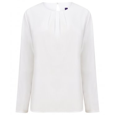 HB598 Women's Pleat Front Long Sleeve Blouse
