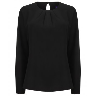 HB598 Women's Pleat Front Long Sleeve Blouse