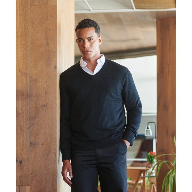 Henbury HB760 Cashmere Touch Acrylic V-Neck Jumper