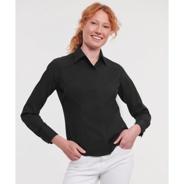 J924F Women's Long Sleeve Polycotton Easycare Fitted Poplin Shirt