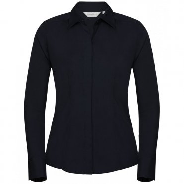 J924F Women's Long Sleeve Polycotton Easycare Fitted Poplin Shirt
