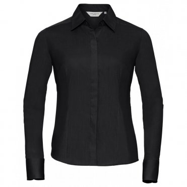 J924F Women's Long Sleeve Polycotton Easycare Fitted Poplin Shirt