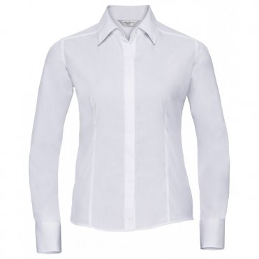 J924F Women's Long Sleeve Polycotton Easycare Fitted Poplin Shirt