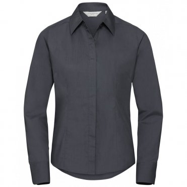 J924F Women's Long Sleeve Polycotton Easycare Fitted Poplin Shirt