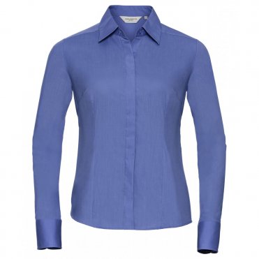 J924F Women's Long Sleeve Polycotton Easycare Fitted Poplin Shirt