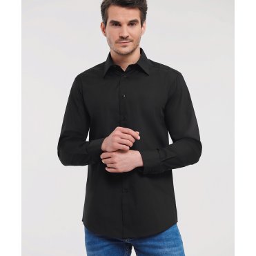 J924M Long Sleeve Polycotton Easycare Fitted Poplin Shirt