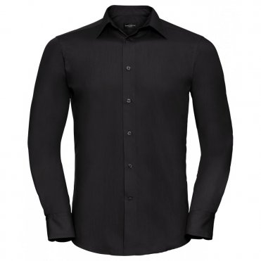 J924M Long Sleeve Polycotton Easycare Fitted Poplin Shirt