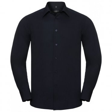 J924M Long Sleeve Polycotton Easycare Fitted Poplin Shirt