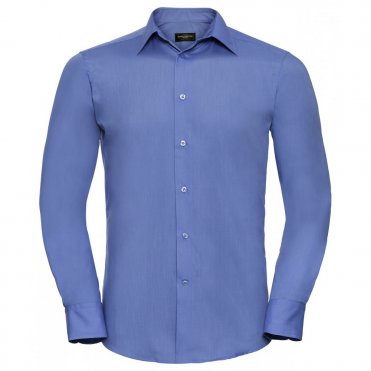 J924M Long Sleeve Polycotton Easycare Fitted Poplin Shirt