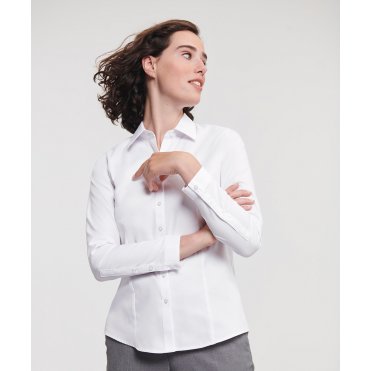 J962F Women's Long Sleeve Herringbone Shirt