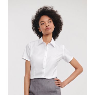 J963F Women's Short Sleeve Herringbone Shirt