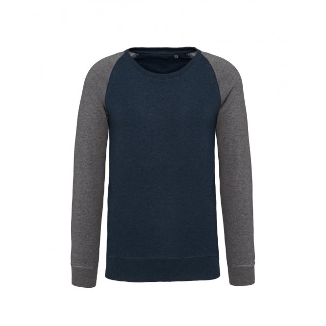 Kariban KB491 Men's 2-Tone Organic Crew Neck Raglan Sleeve Sweatshirt
