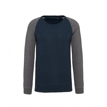 KB491 Men's 2-Tone Organic Crew Neck Raglan Sleeve Sweatshirt