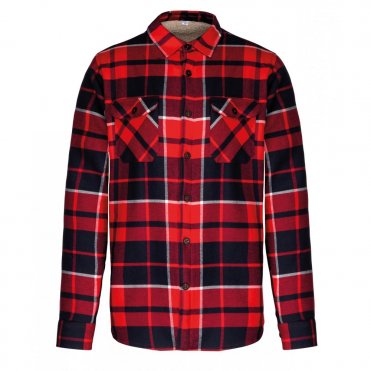 KB579 Sherpa-Lined Checked Shirt Jacket