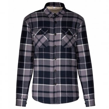 KB579 Sherpa-Lined Checked Shirt Jacket