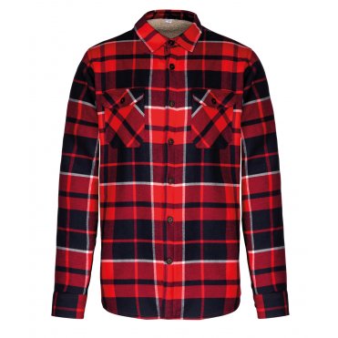 KB579 Sherpa-Lined Checked Shirt Jacket