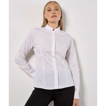 KK261 Women's Mandarin Collar Shirt Long-Sleeved (Tailored Fit)