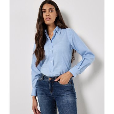 KK361 Women's Workplace Oxford Blouse Long-Sleeved (Tailored Fit)