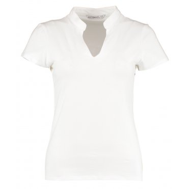 KK770 Women's Corporate Short Sleeve Top V-Neck Mandarin Collar (Regular Fit)
