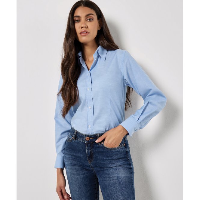 Kustom Kit KK361 Women's Workplace Oxford Blouse Long-Sleeved (Tailored Fit)