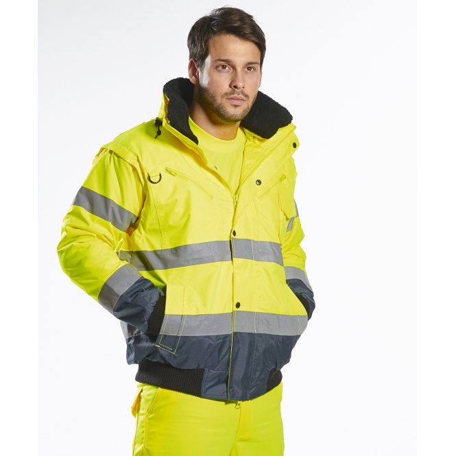Portwest PW013 Hi-Visibility Contrast Bomber Jacket (C465)