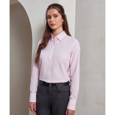PR338 Women's Cotton-Rich Oxford Stripes Blouse