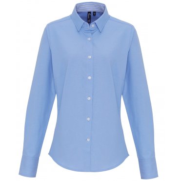 PR338 Women's Cotton-Rich Oxford Stripes Blouse
