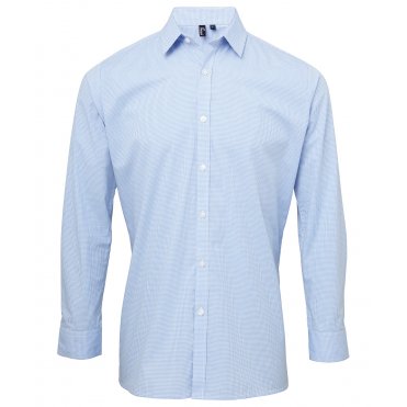 PR220 Microcheck (Gingham) Long Sleeve Cotton Shirt