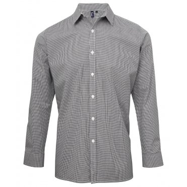 PR220 Microcheck (Gingham) Long Sleeve Cotton Shirt