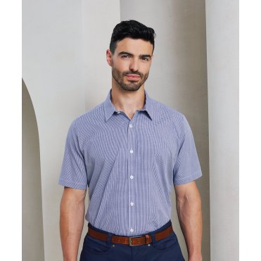 PR221 Microcheck (Gingham) Short Sleeve Cotton Shirt