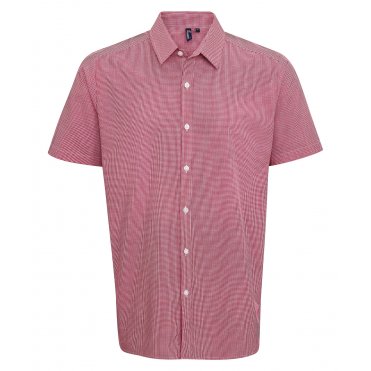 PR221 Microcheck (Gingham) Short Sleeve Cotton Shirt
