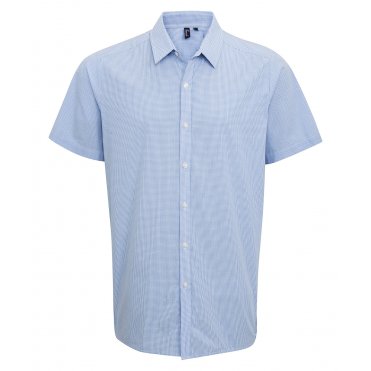 PR221 Microcheck (Gingham) Short Sleeve Cotton Shirt