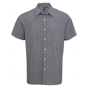 PR221 Microcheck (Gingham) Short Sleeve Cotton Shirt