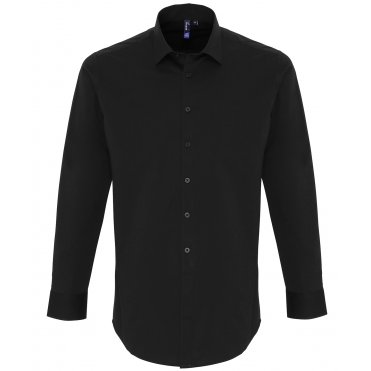 PR244 Stretch Fit Cotton Poplin Long Sleeve Shirt