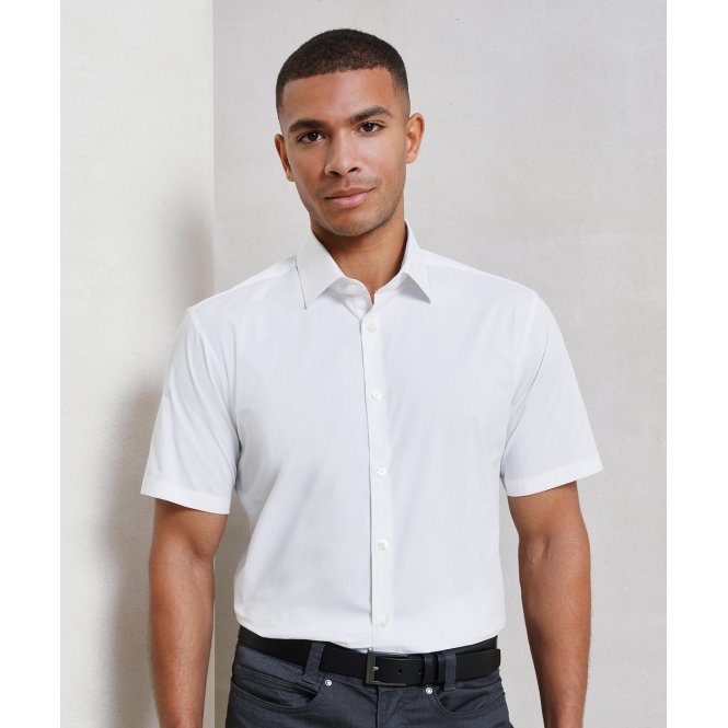 Premier PR246 Stretch Fit Cotton Poplin Short Sleeve Shirt