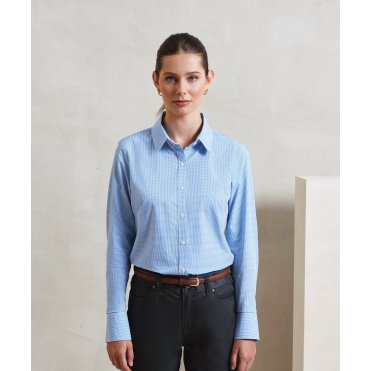 PR320 Women's Microcheck (Gingham) Long Sleeve Cotton Shirt